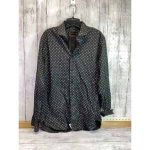 tropical y2k boho indie Men's Long Sleeve Button Up Polka Dots Black 2XL